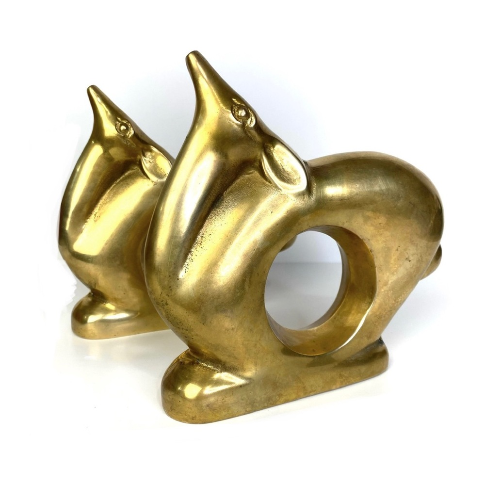 Vintage Solid Brass Deer Bookends Planters Heavy Pair Matching Set of 2 Pair
